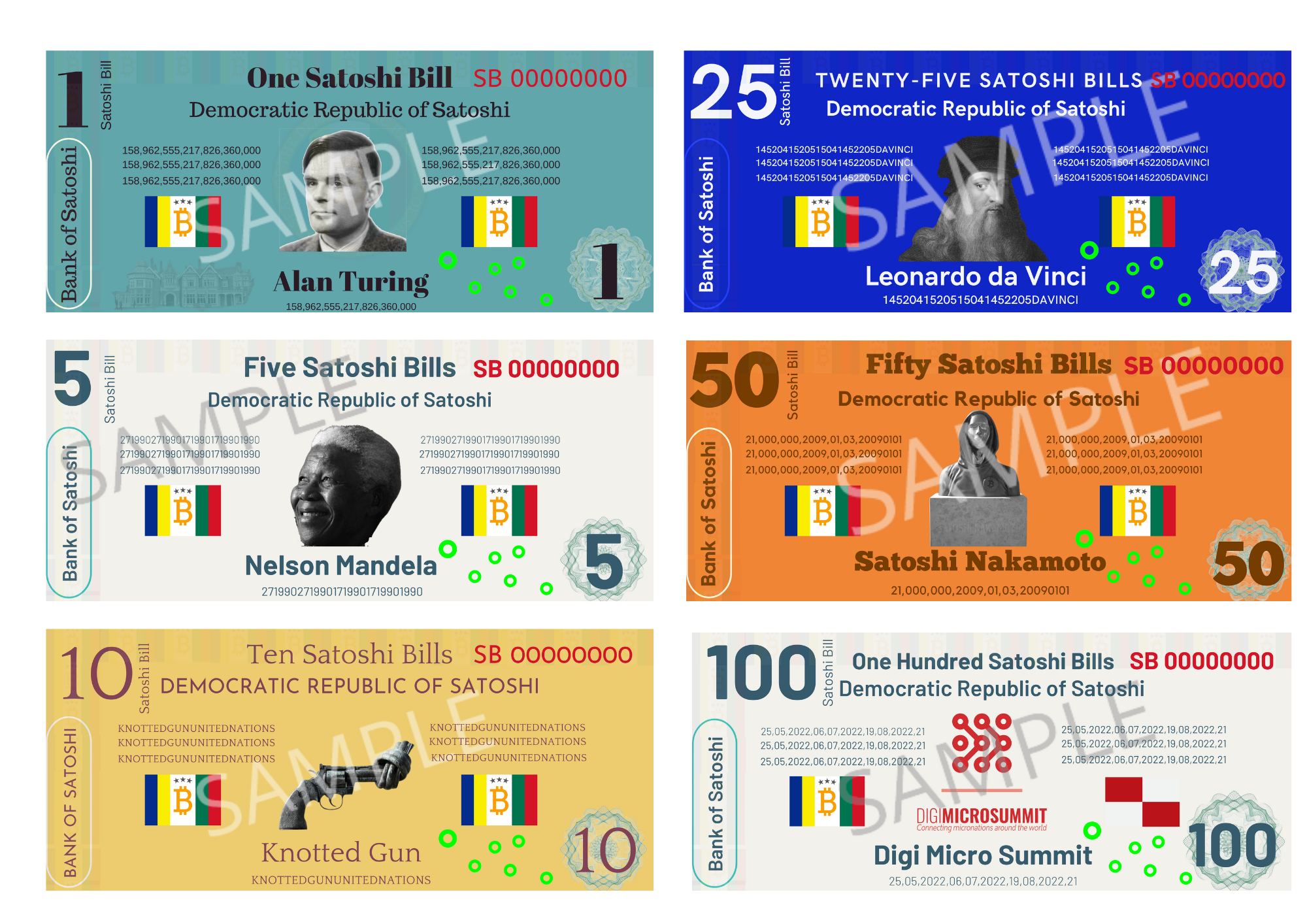 Obverse of the 2022 Satoshi bill banknotes